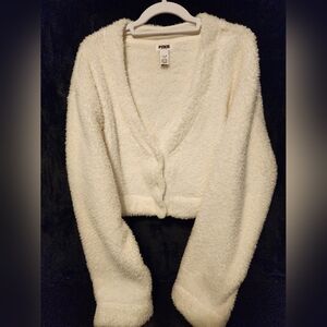 PINK Victoria's Secret Cream Fuzzy Cardigan